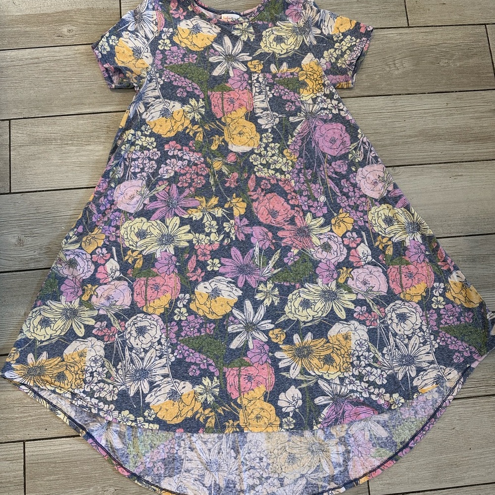 Lularoe Carly dress heathered floral print size xs gently worn soft cotton